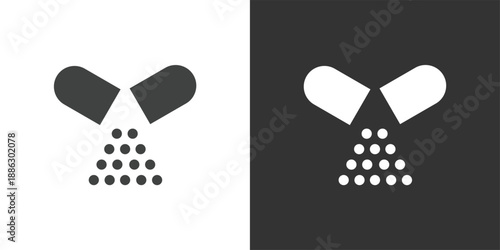 Open Capsule icon. Solid glyph series icon