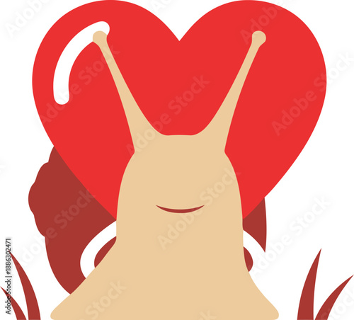 Cute Snail with Heart Symbolizing Love and Affection