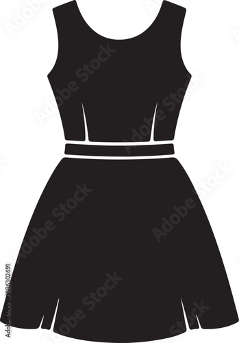 Black Sleeveless Dress with Belt Silhouette