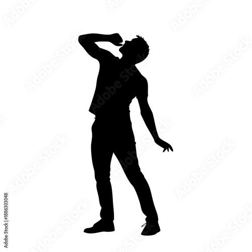 Confident Standing Man Black Silhouette Vector Illustration Isolated on White Background for Generic Human Figure and Profile Concepts