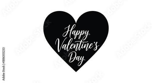 A striking black heart shape contains the handwritten text happy valentine s day symbolizing love and affection high quality