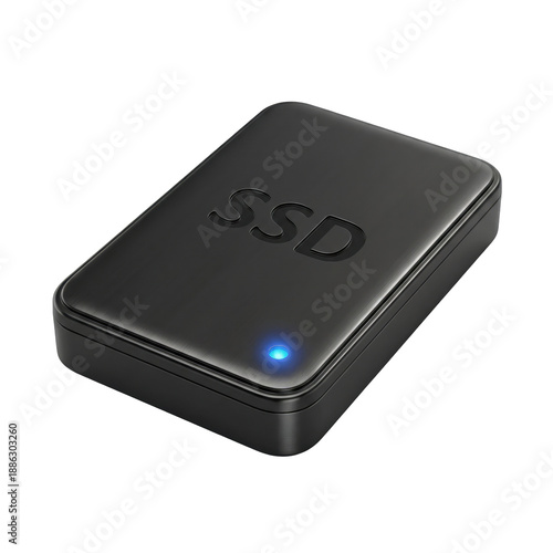 Wallpaper Mural Black External SSD Hard Drive With SSD Text and Blue LED Light Isolated On Transparent Background Torontodigital.ca