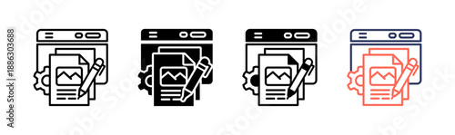 content planning icon set multiple style collection