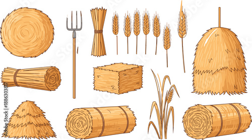 Farm Harvest Collection: A collection of meticulously detailed illustrations, showcasing essential farming elements, perfect for conveying agricultural themes.