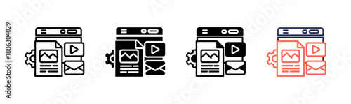 content management icon set multiple style collection