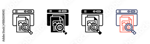 content analysis icon set multiple style collection
