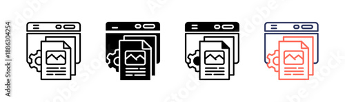 content icon set multiple style collection