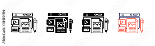 content icon set multiple style collection