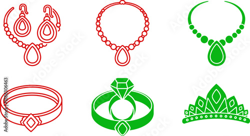 Colorful Jewelry Set with Red and Green Gemstones and Earrings necklace bracelet