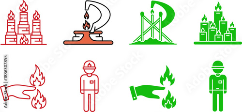 Red and green of industrial fire hazards and safety measures