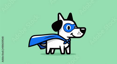 Cartoon dog superhero in blue cape