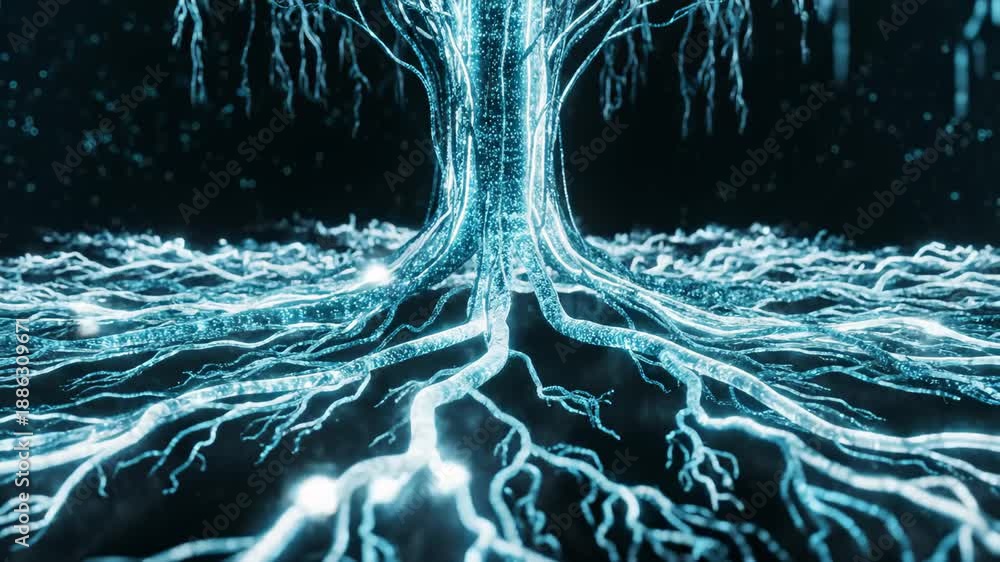 custom made wallpaper toronto digitalAbstract Glowing Tree Root System Spreading Across Dark Ground