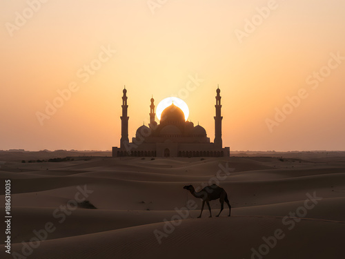 Wallpaper Mural Islamic scenery shows harmony of nature architecture spirituality desert dusk Torontodigital.ca