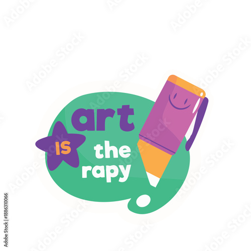 Art Therapy Concept Creative Flat Vector Illustration