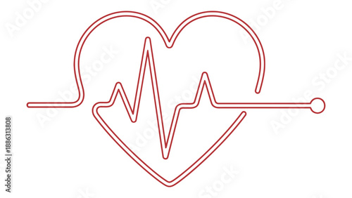Stylized heart with ecg line icon representing cardiac monitoring, heart health metrics and risk assessment for medical analytics and insurance vector illustration