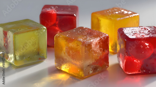 Colorful Jelly Candy Cubes Close-Up