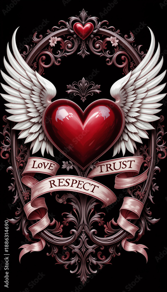 Naklejka premium heart with wings