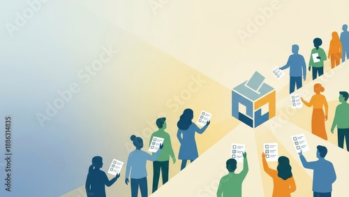 Empowering human rights and equality through democratic voting community center digital illustration urban atmosphere engaging perspective