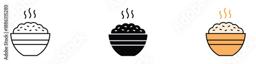 Rice Bowl icon vector. Hot steaming food symbol. vector illustration.