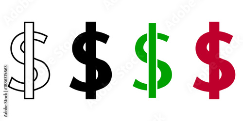 Dollar sign symbols in various colors