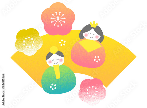 レトロでかわいい扇子とおひなさま