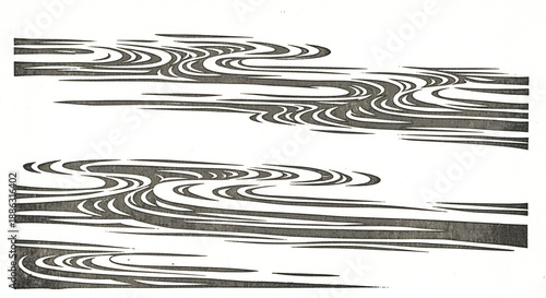 Wallpaper Mural 浮世絵風の波模様、水面、透過背景 Torontodigital.ca