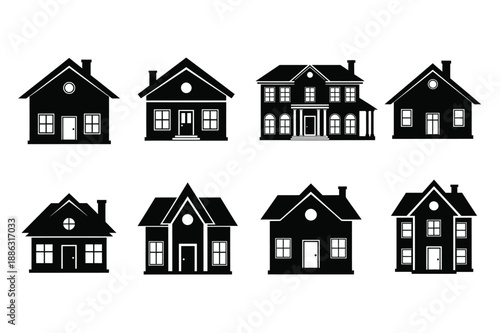 Home icon silhouette set Vector