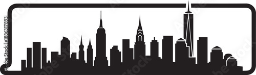 Striking vector silhouette capturing the iconic architectural beauty of the vibrant New York city scape