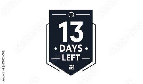 Countdown 13 days left promotional badge vector illustration