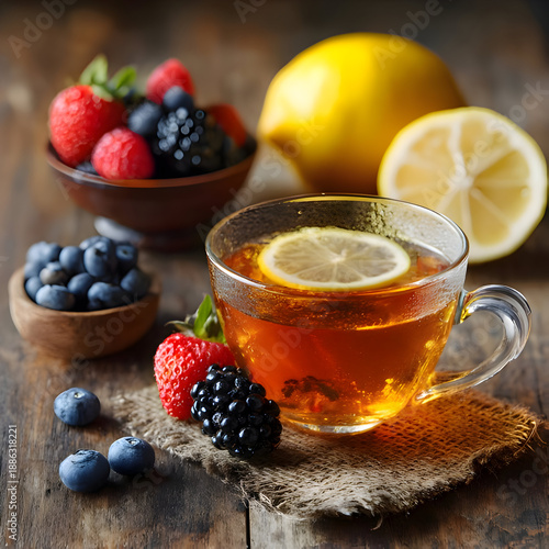 cup of tea with lemon and mint