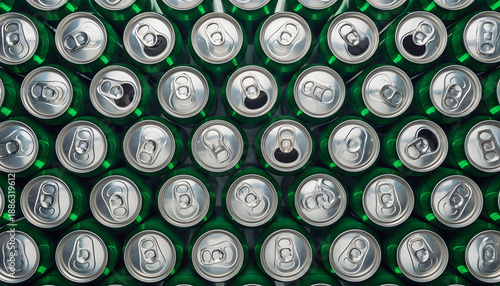 Aluminum Beverage Can Tops Flat Lay Pattern Background