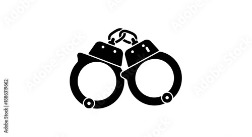 Handcuffs icon silhouette symbolizing arrest, crime, law enforcement and justice concept
