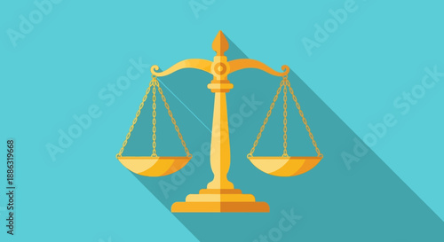 Scales of justice flat illustration symbolizing law, balance, fairness and legal system concept
