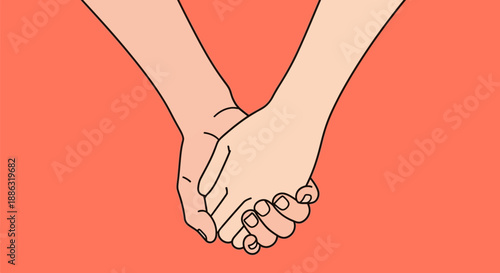 Two hands gently clasping, symbolizing connection and support against a warm background.