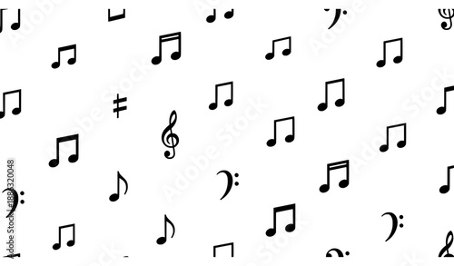 Minimal musical note seamless repeat vector pattern