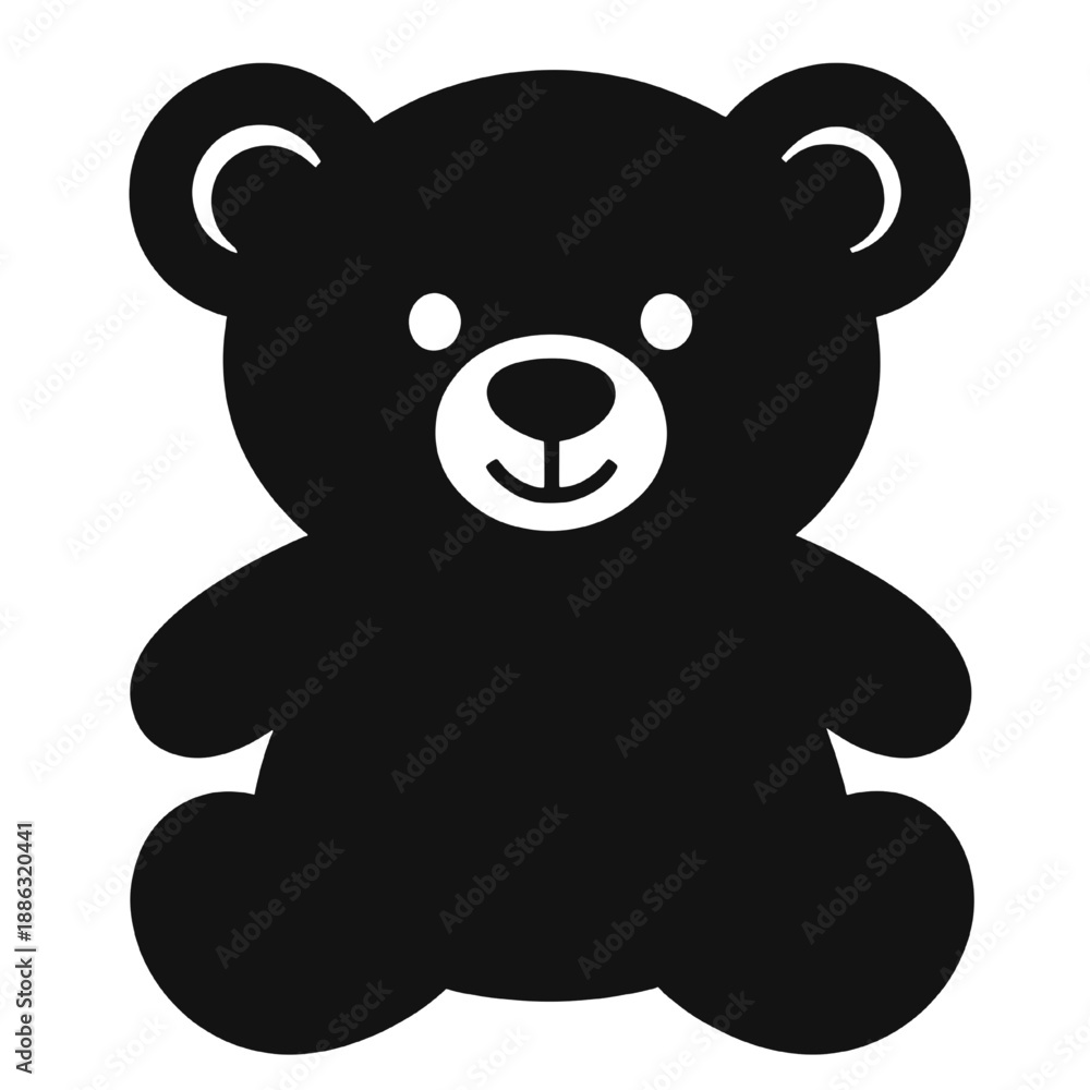 Obraz premium Cute Teddy Bear Silhouette Flat Design.