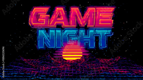 Neon “Game Night” Sign in Retro Arcade Style