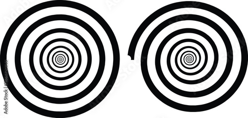 Abstract concentric spiral circles with hypnotic optical pattern design, creating illusion, motion, and visual depth for graphic art, logo elements, and modern geometric backgrounds