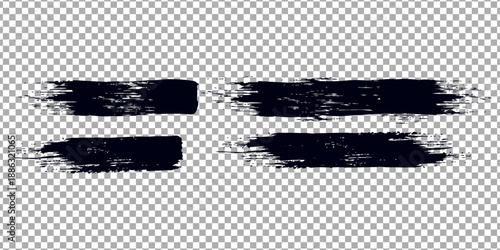 Straight line vector brush strokes. Black hand drawn stripes, smears. Paint roller line brushstrokes set. Rough grunge modern