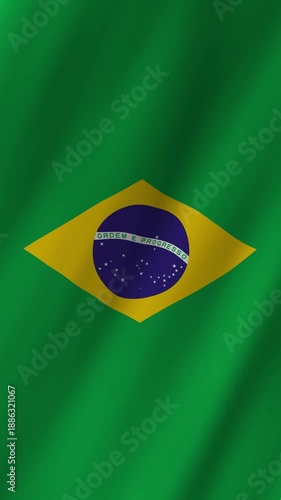 Vertical Brazil Flag Waving Animation, 4K Quality