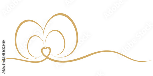 Two Easter eggs in the shape of a heart and ribbon