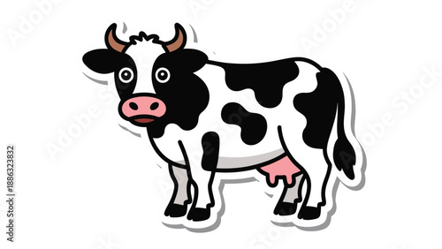 Cow Illustration: An illustration of a cow standing, this image highlights the simplicity and charm of rural life.