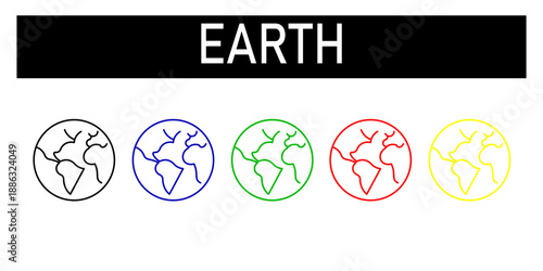 Earth representations in various colors