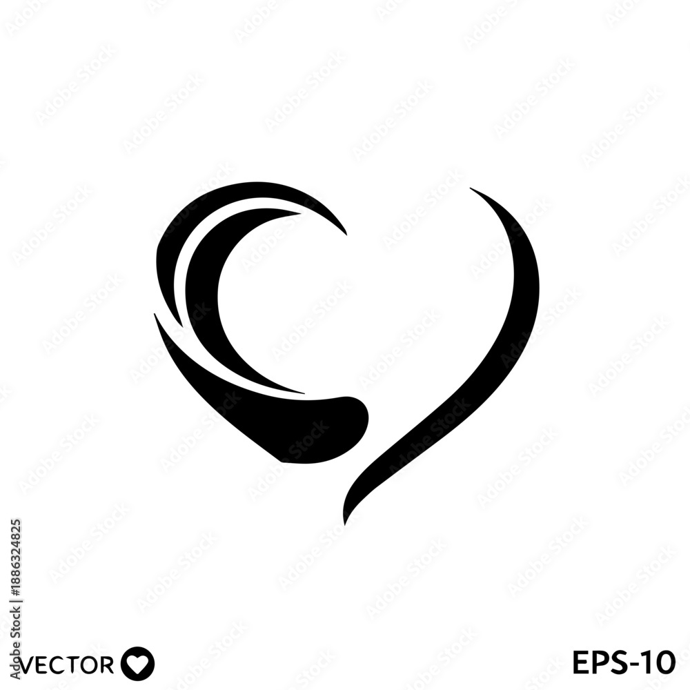 Fototapeta premium Stylized heart with crescent moon Vector