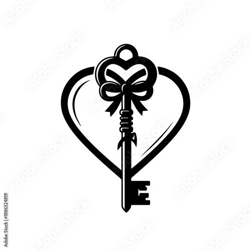 Heart shaped key Vector