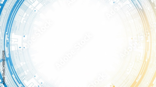 Abstract blue yellow circular circuit business background
