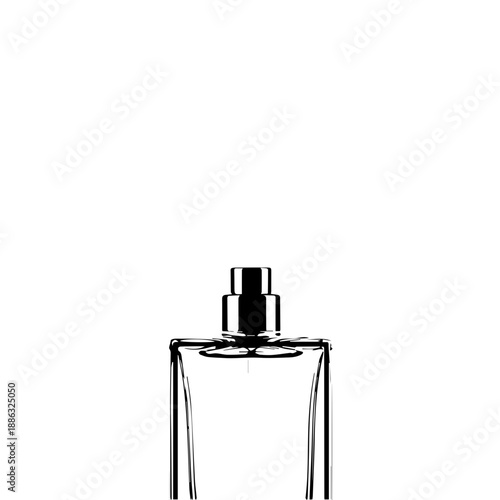Clear glass perfume bottle with silver cap Vector