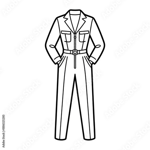 A jumpsuit vector style coloring page 