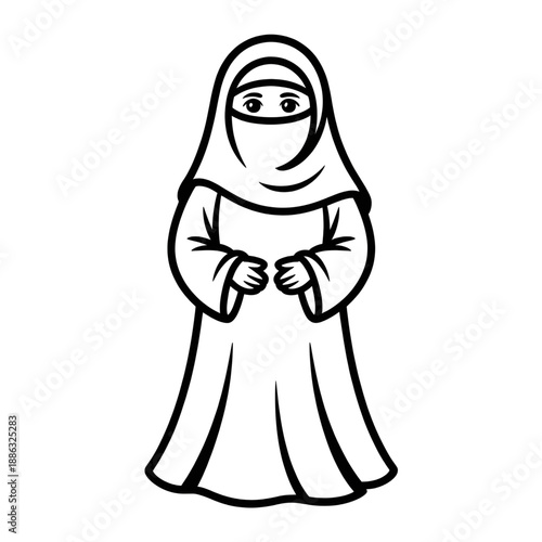 A burqa vector style coloring page 