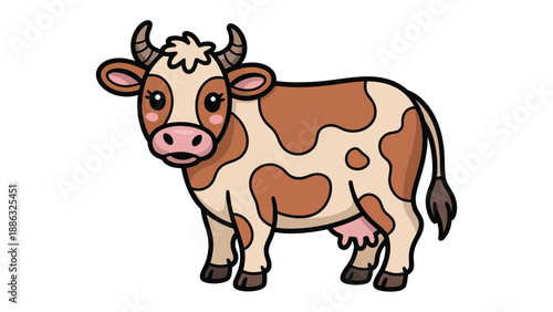 Cartoonish Cow's Presence: A delightful cartoon cow with a friendly expression.
